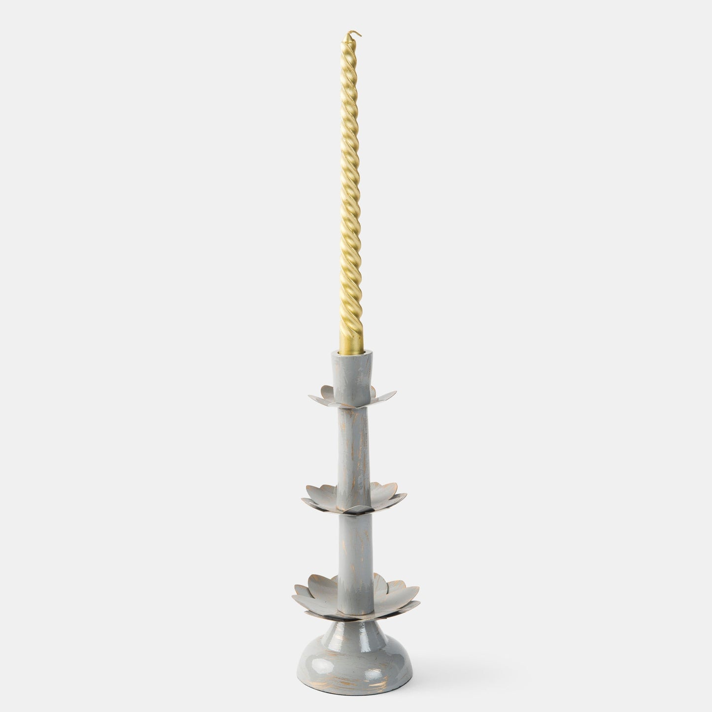 Lotus Bloom Tapered Aluminum Candleholder