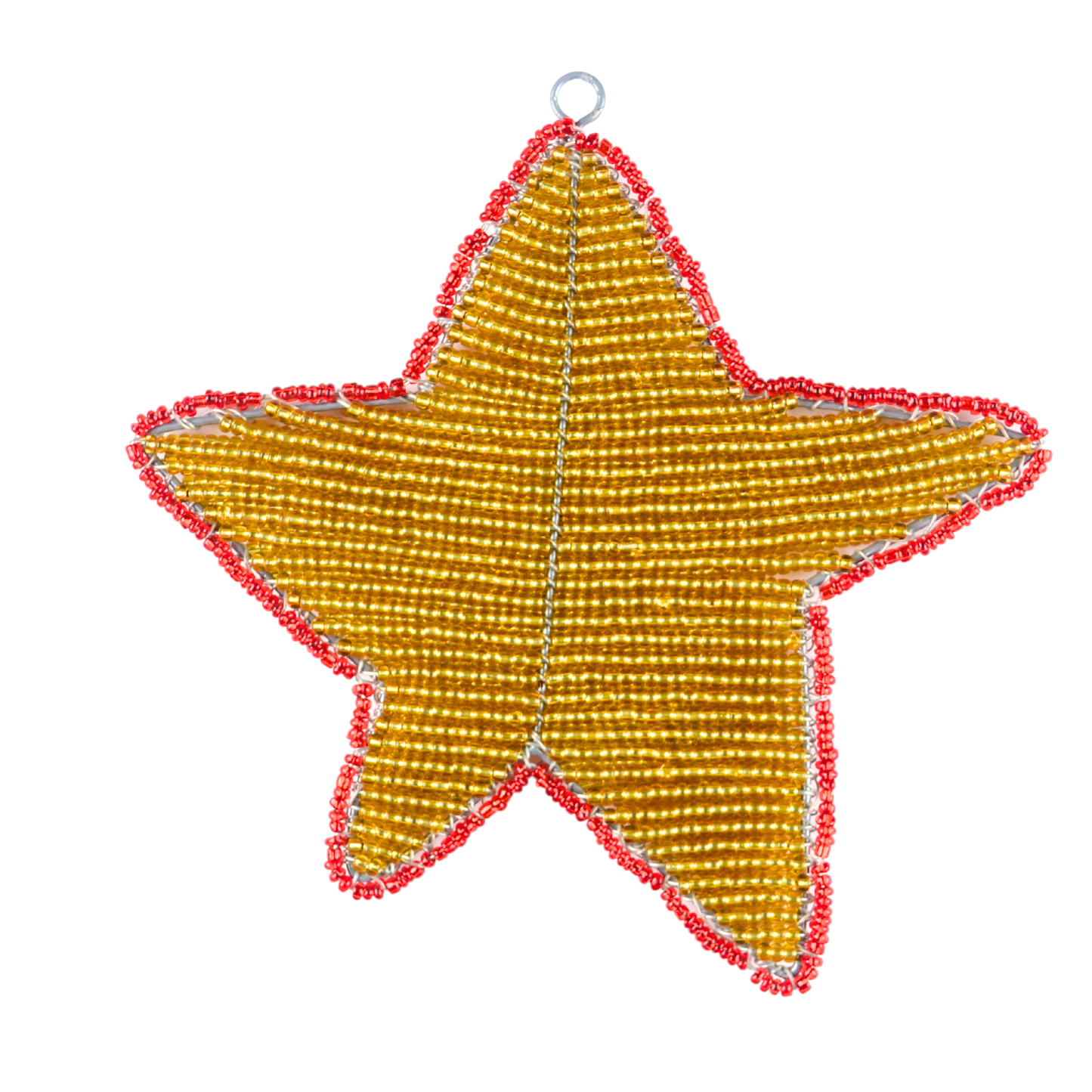 Handmade Beaded Star Ornament – Haitian Artisan Holiday Décor-Festive Christmas. (Set of 3, Asst)