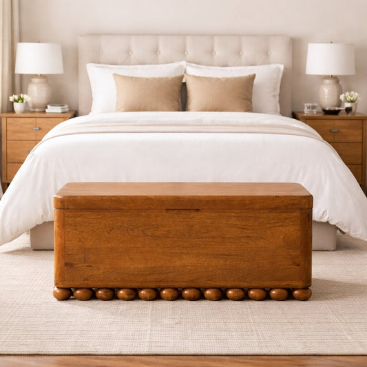 Solid Wood Bola Storage Trunk Bench