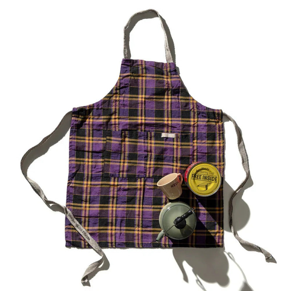 Recycle Cotton Check Apron Purple Mix