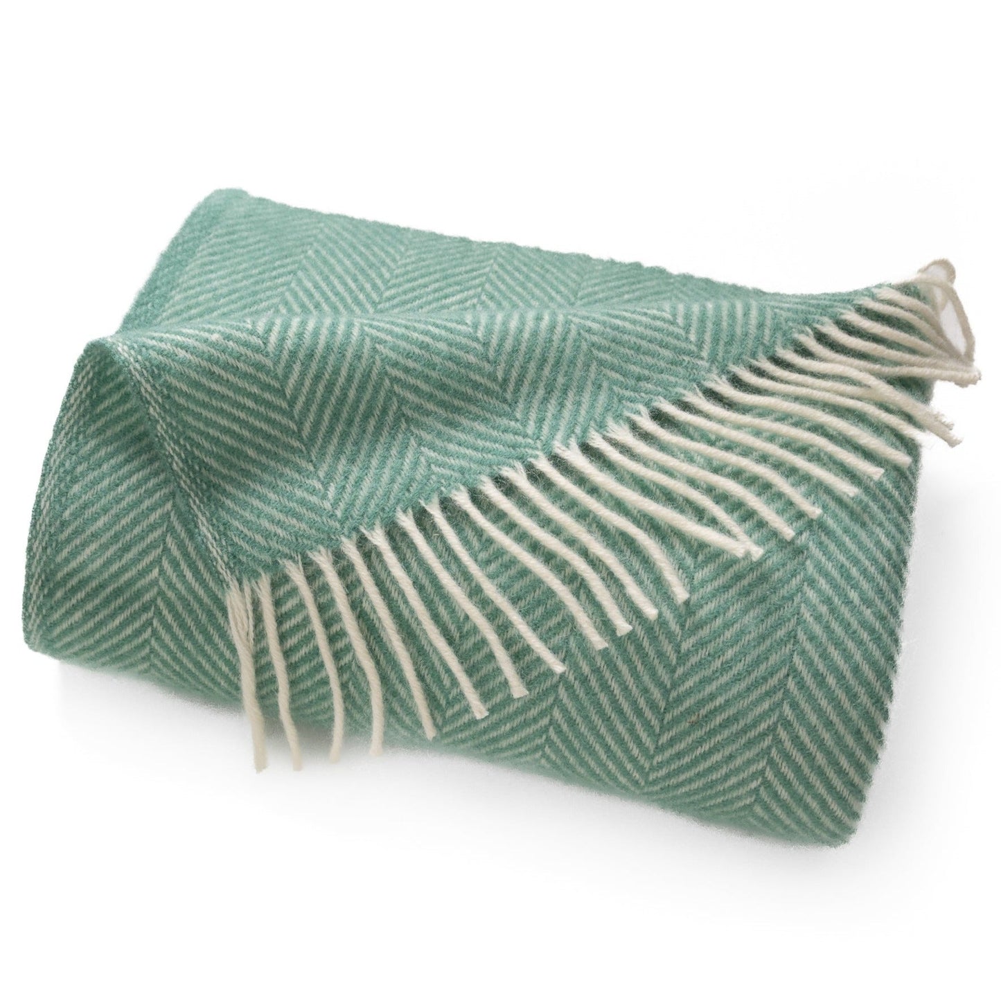 Highland Tweeds Herringbone Pure New Wool Throw - Mint