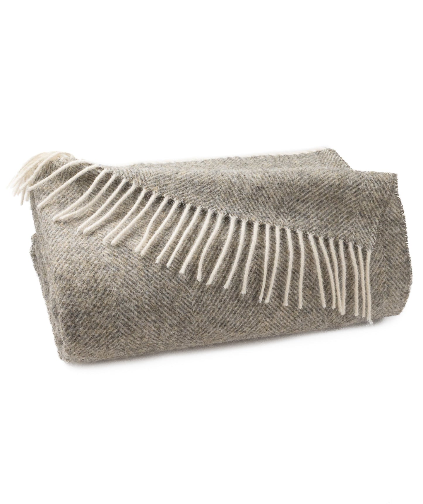 Southampton Home Shetland Lambswool Herringbone Throw – Estate Grey