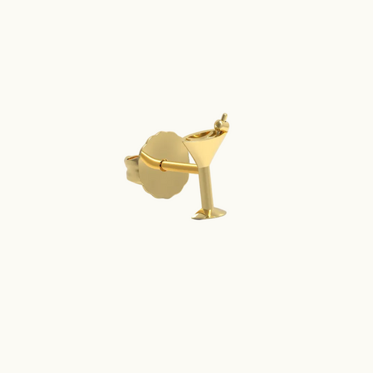 14K Yellow Gold Martini Stud