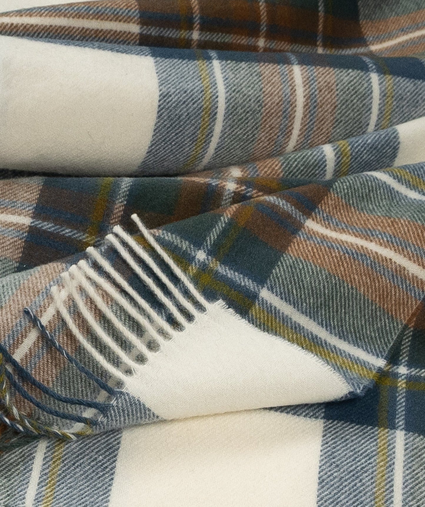 Highland Tartan Tweed Merino Wool Throw - Muted Blue Stewart