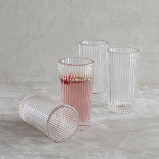 Pressed Clear Tall Glasses - Set of 4