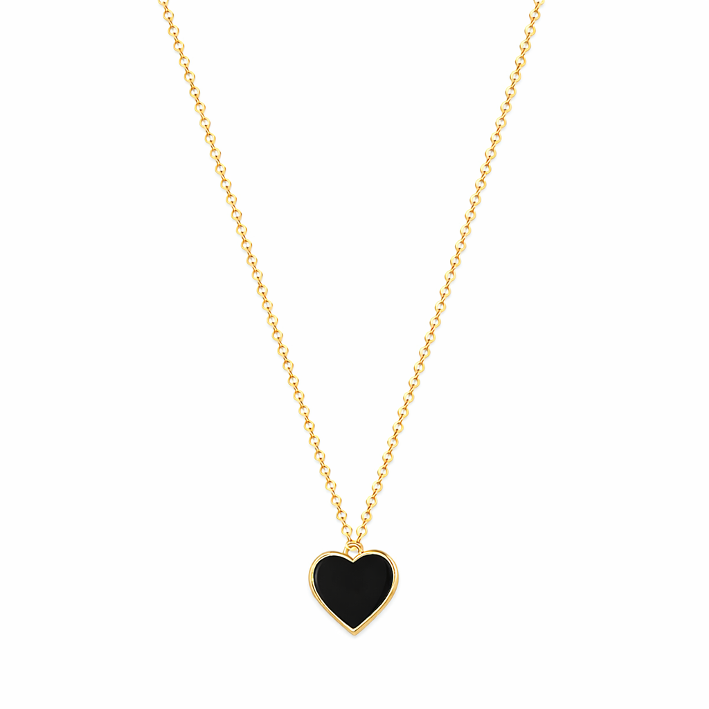 Single Hearted Girl Black Heart Necklace | Magnetic Clasp