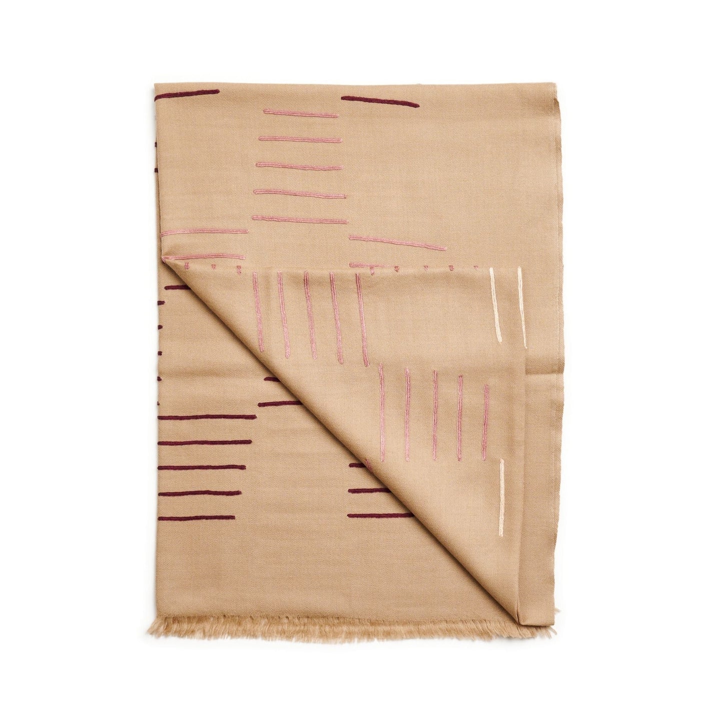 Maple Beige Handwoven Hand Embroidered Classic Scarf
