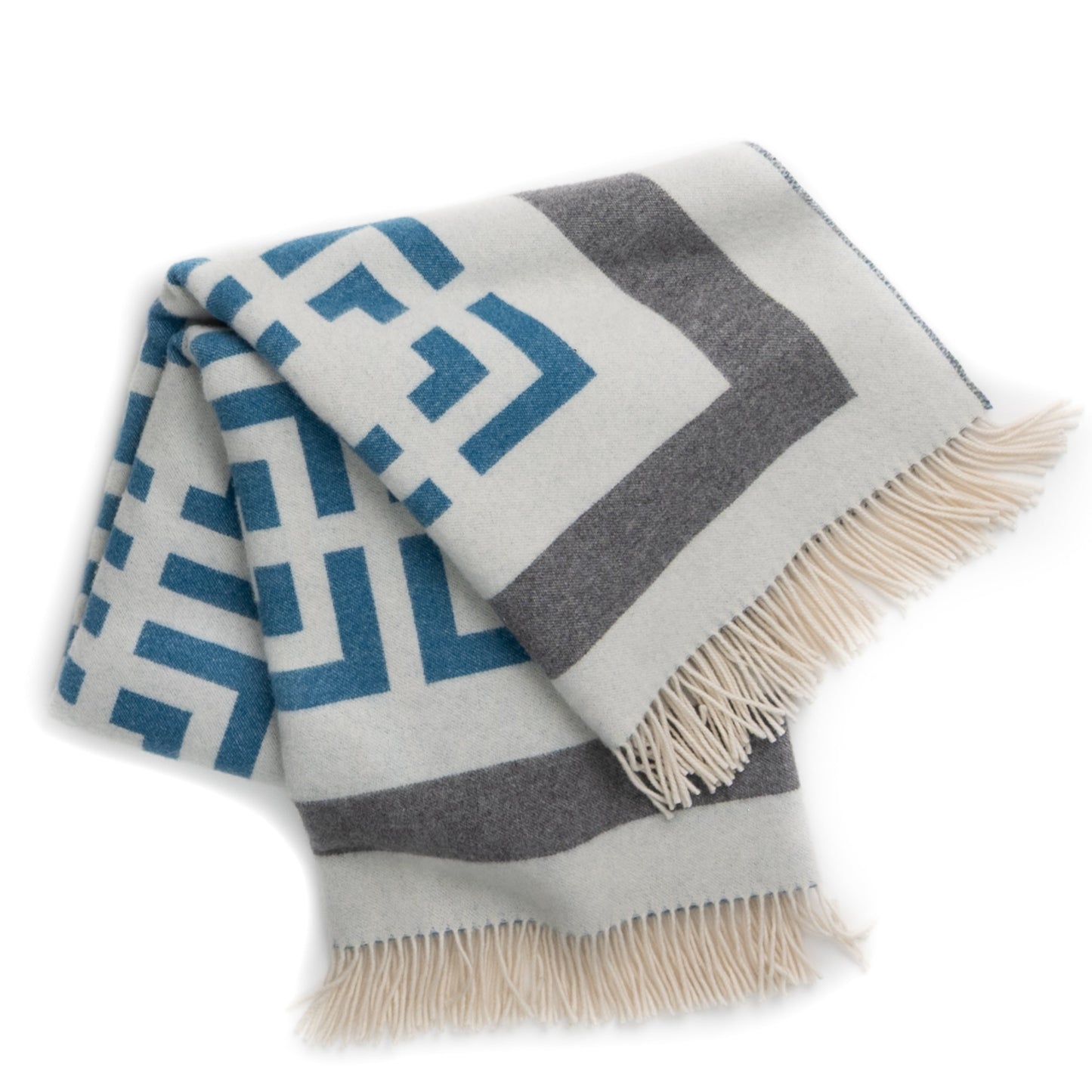 Blue Key Reversible Throw – Extra-Fine Italian Merino Wool