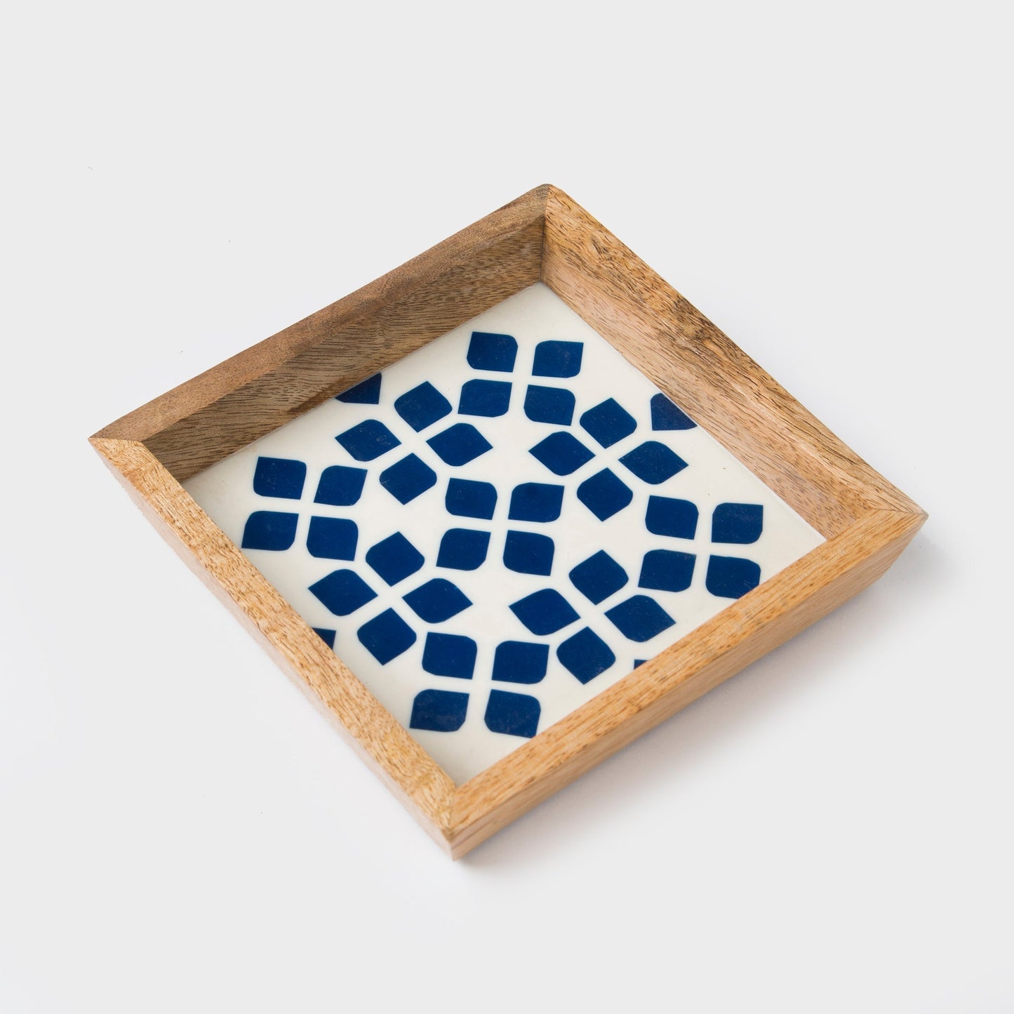 S/2 Lattice Blue Trinket Bowl & Tray Gift Box Set
