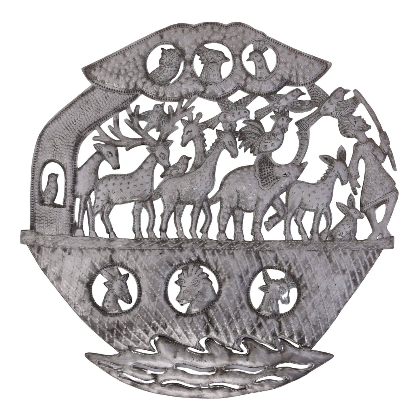 23" Noah’s Ark Haitian Metal Wall Art by Derat Joseph