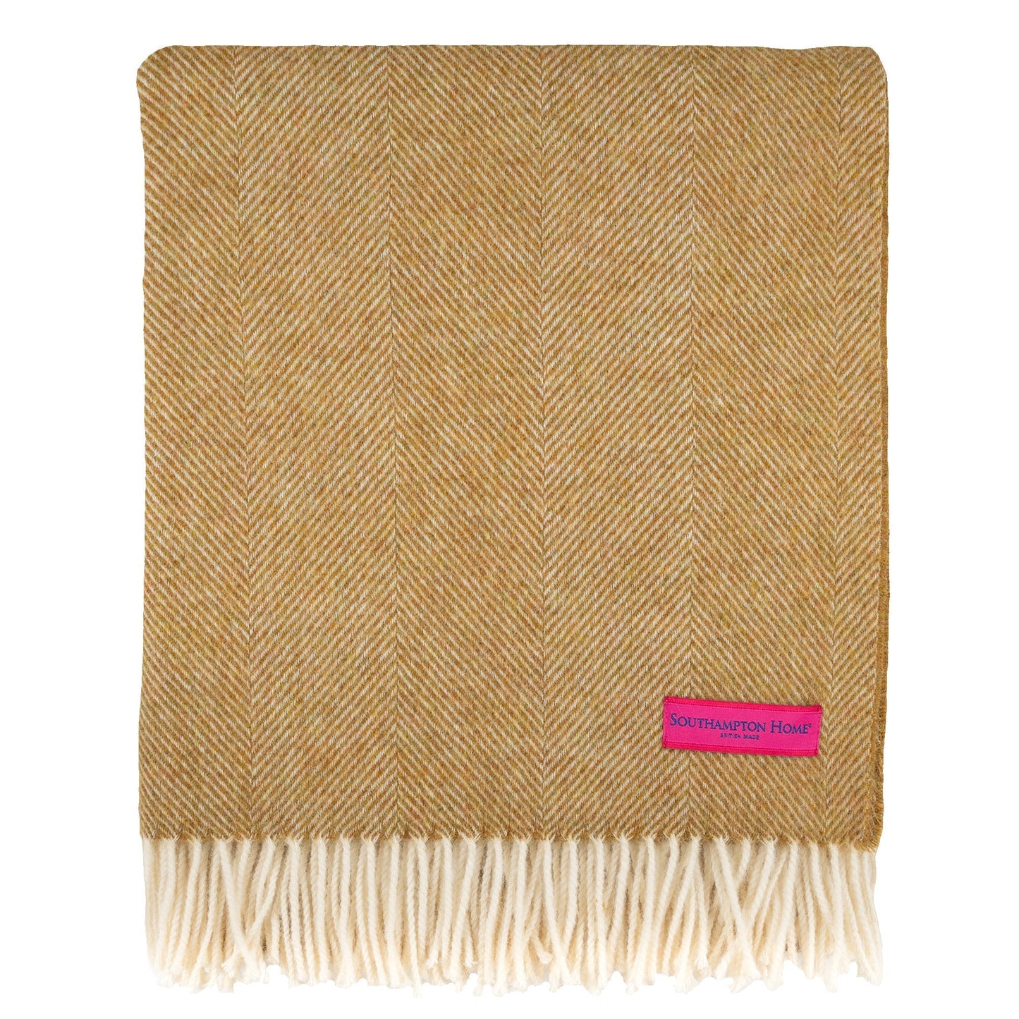 Southampton Home Shetland Lambswool Herringbone Throw – Gold