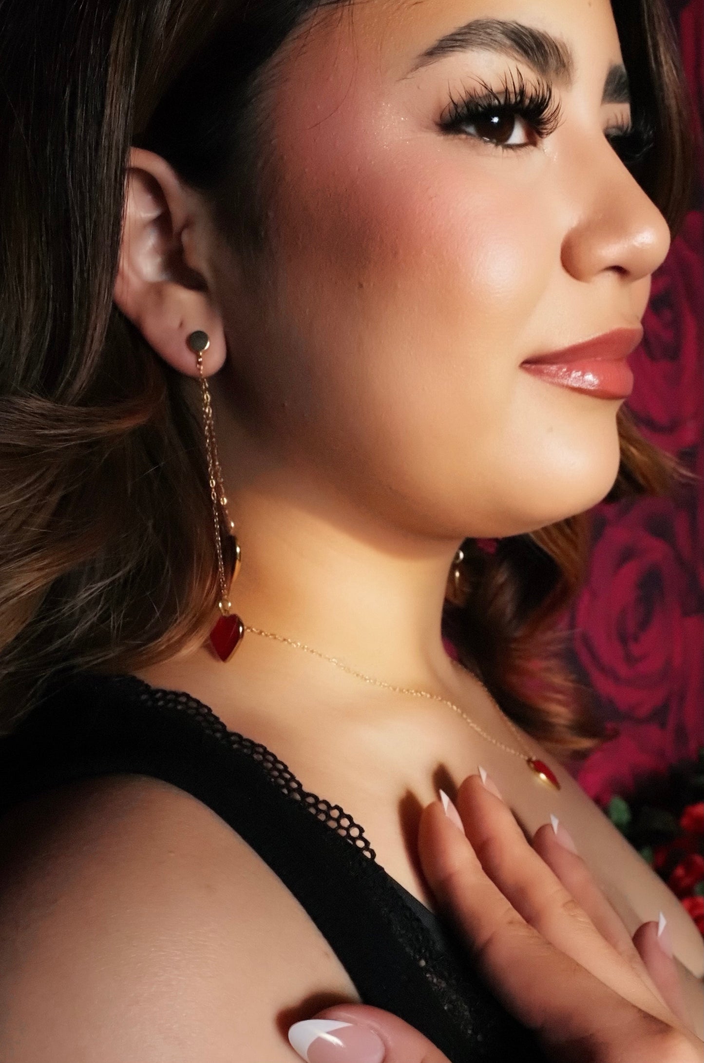 Single Hearted Girl Red Heart Earrings | Gold Filled