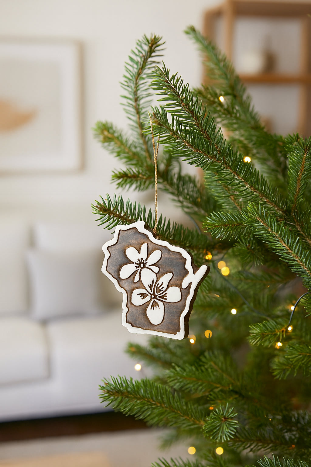 Wisconsin State Violet Ornament - Hand Carved State Flower