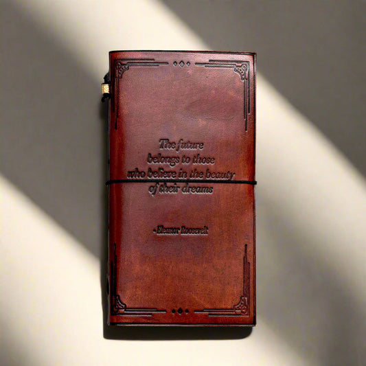 The Future Belongs Eleanor Roosevelt Quote Leather Journal