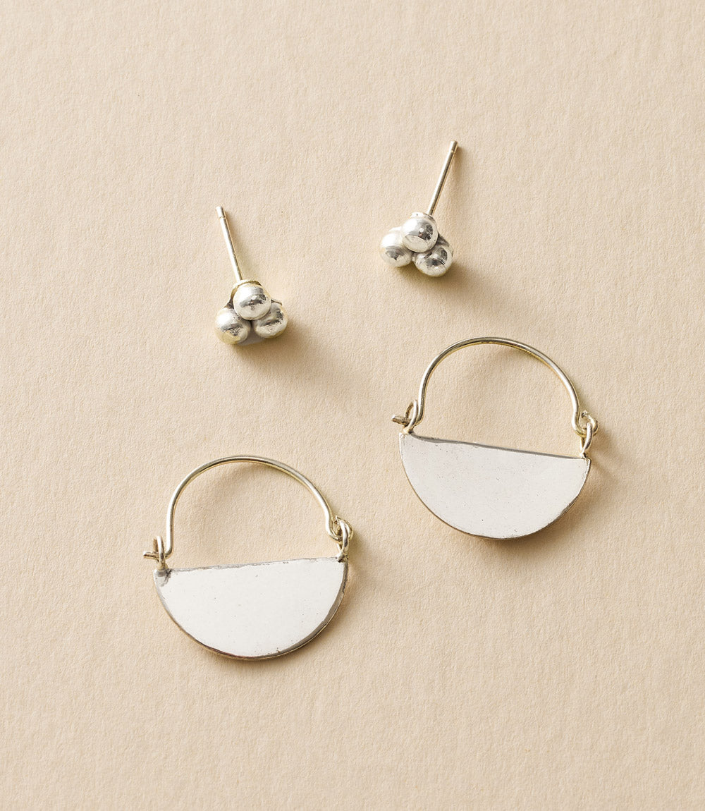 Diya Stud and Hoop Earrings - Set of 2