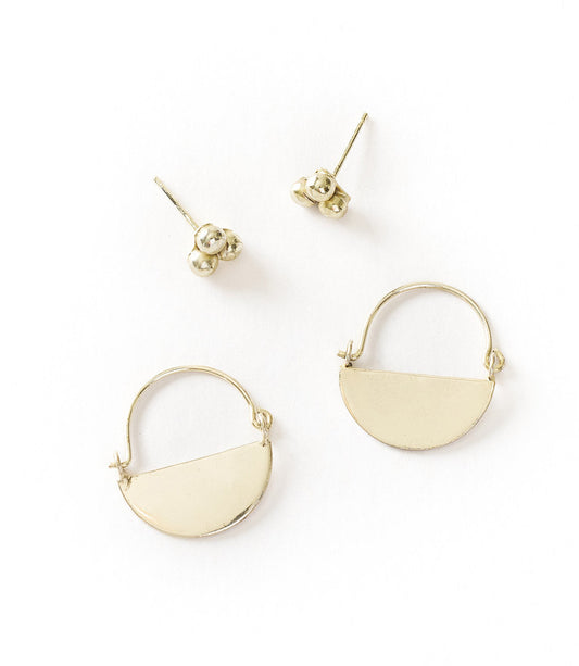 Diya Stud and Hoop Earrings - Set of 2