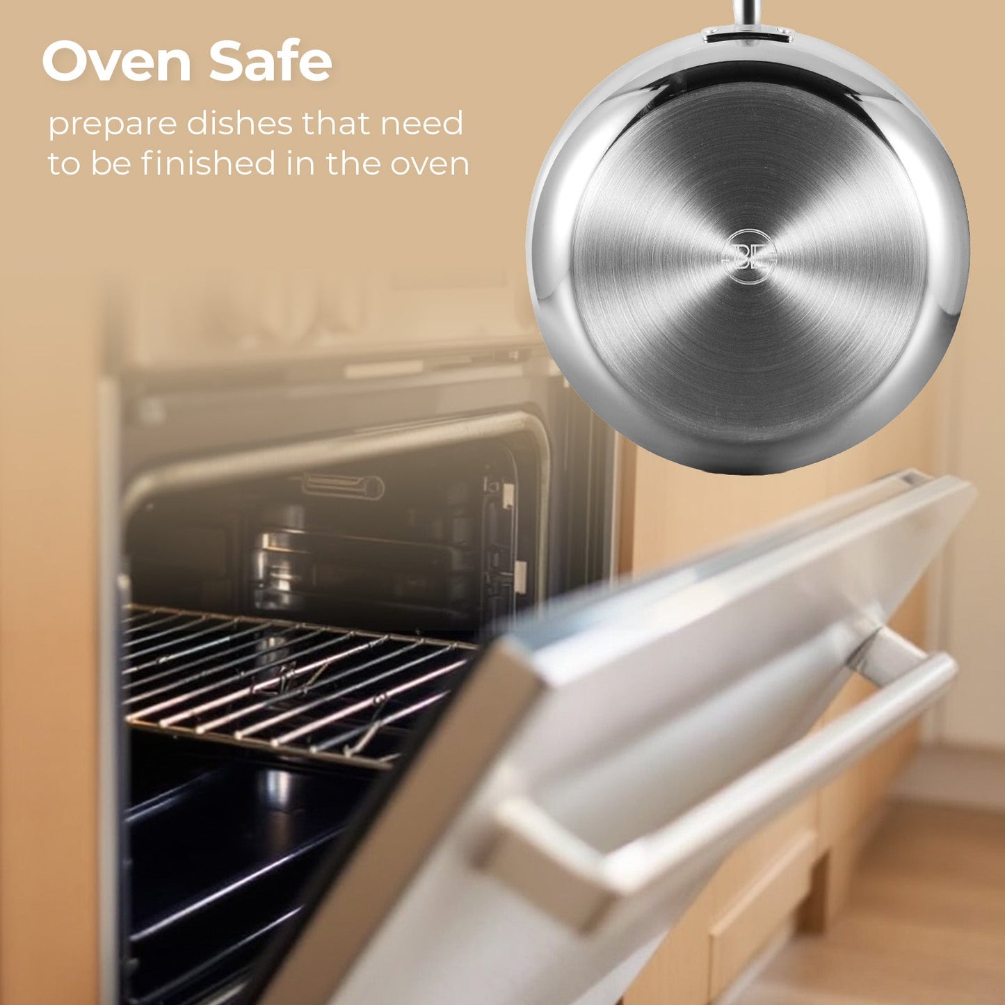 BE | LIVING - Essential Series - 8” / 20 cm Frying Pan - Triply Stainless Steel
