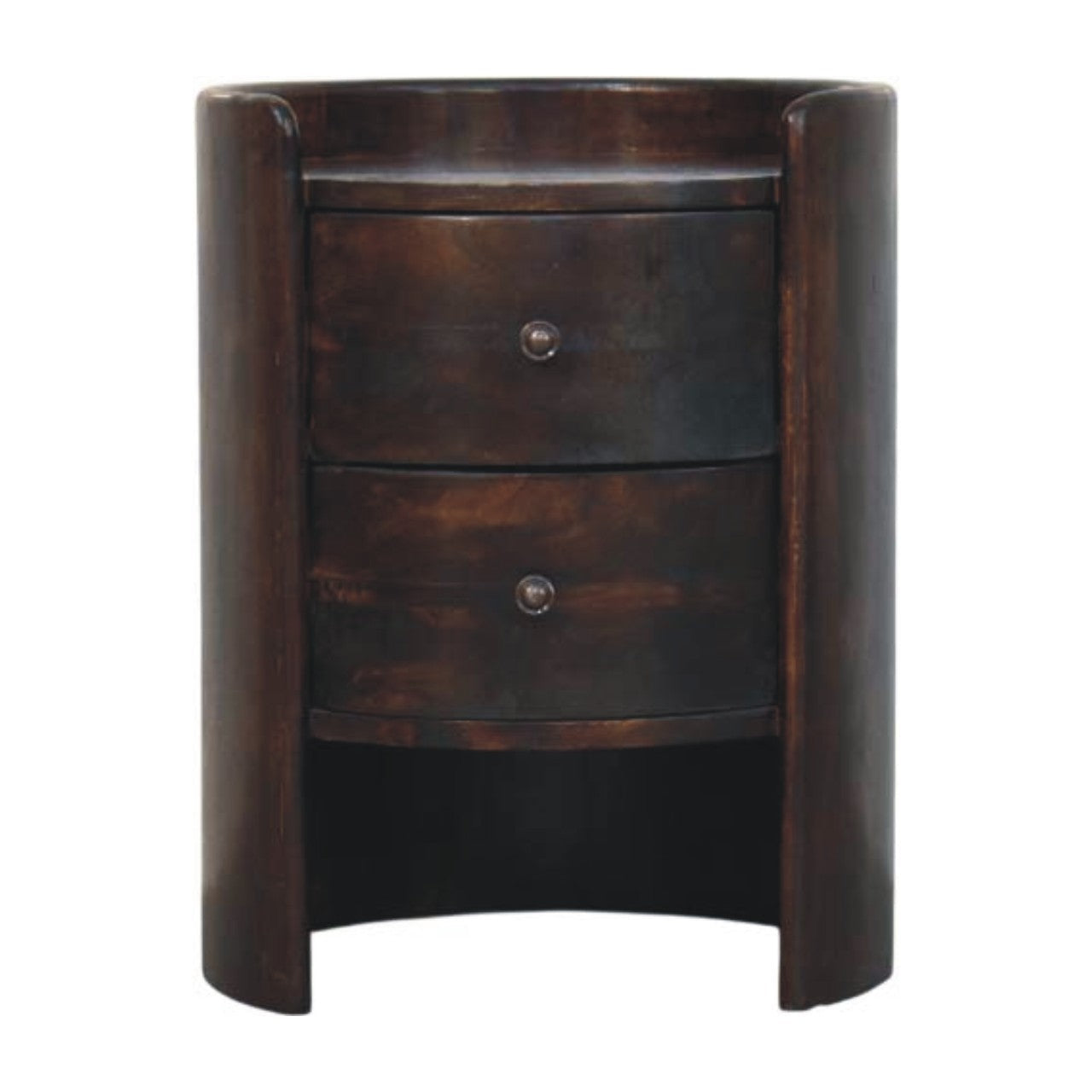Solid Wood Velvet Mocha Round Side Table