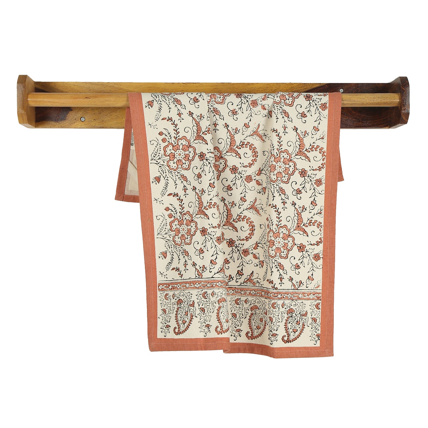 Hand Block Printed Cotton Kitchen Towels | 27″ × 19″ | Set of 2 | Fair Trade | STREAMLINE