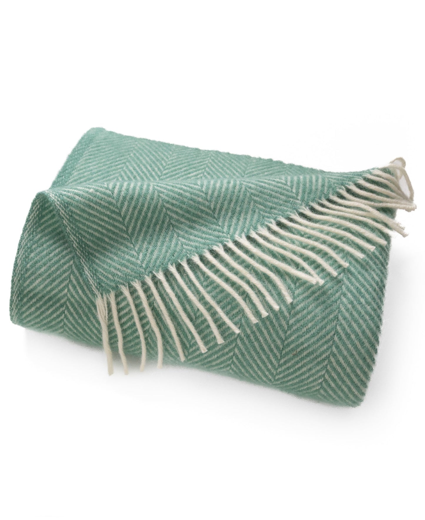 Highland Tweeds Herringbone Pure New Wool Throw - Mint