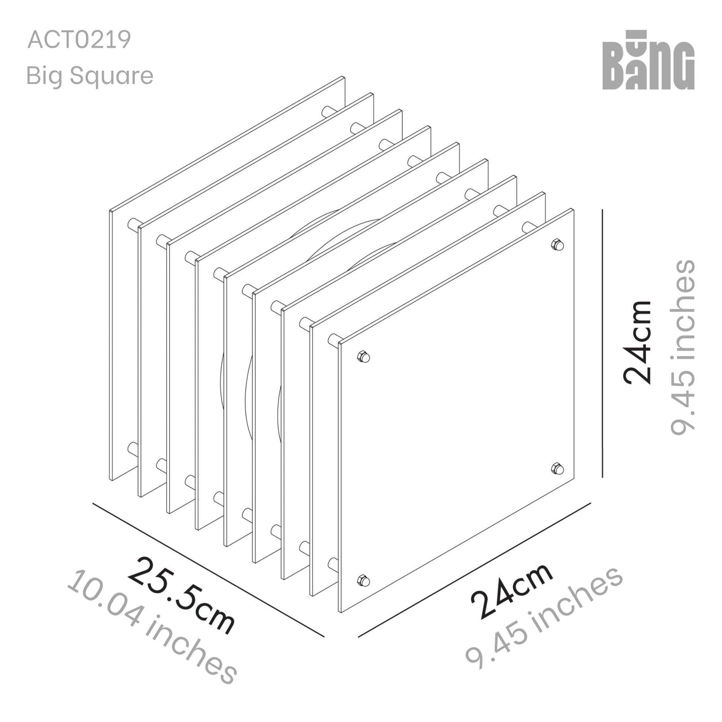 Lớp big square in dark grey acrylic