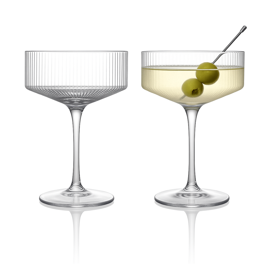 Clear Ribbed Martini Coupe Glass