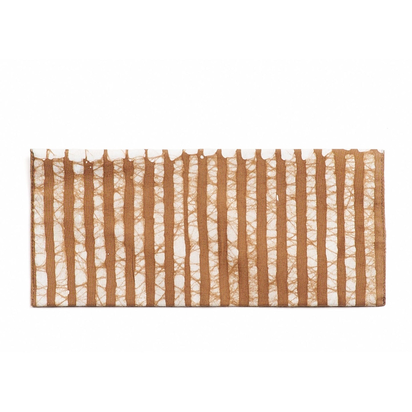 Oak Brown Stripes Cotton Wax Block Printed Envelope Pouch
