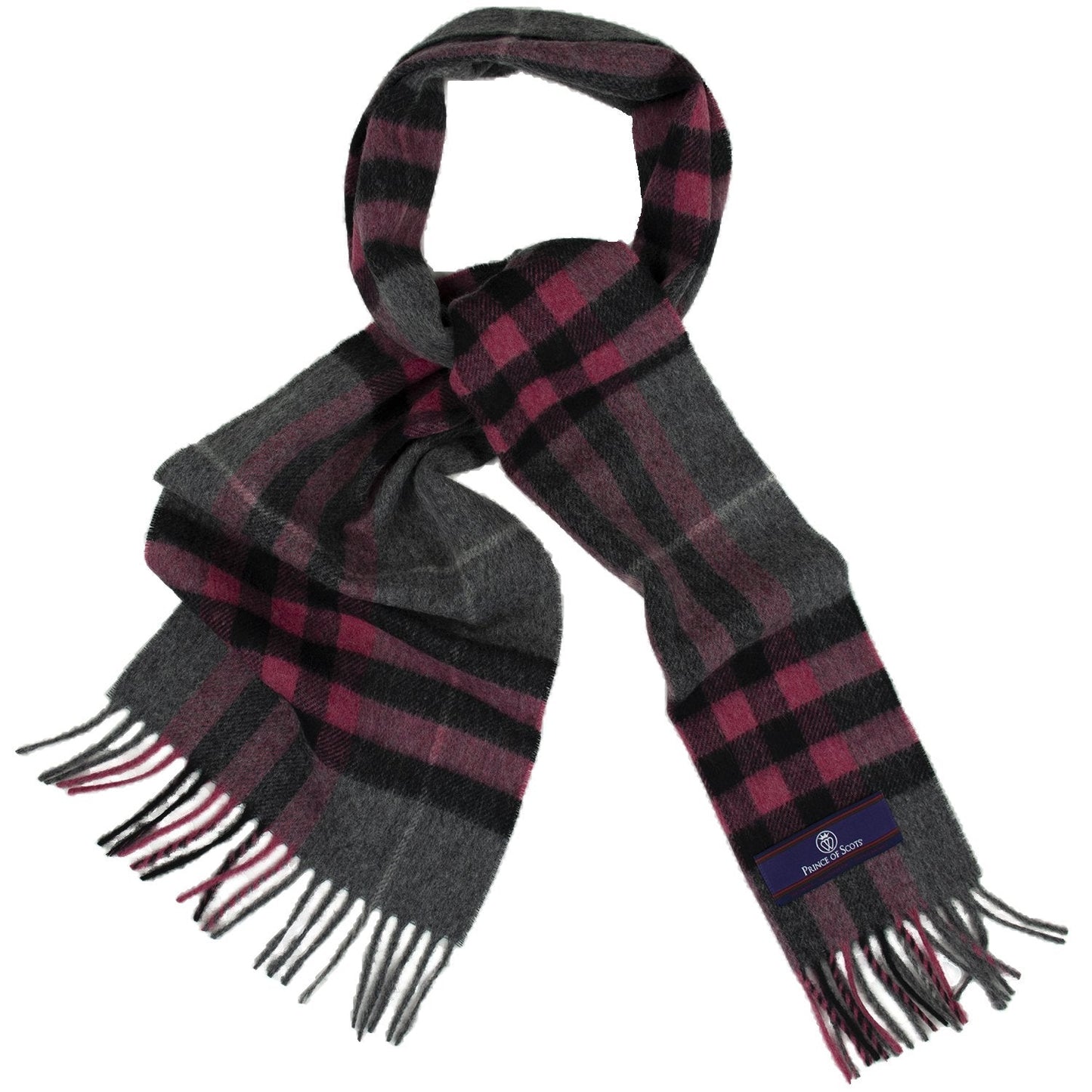 Heritage Plaid Fringed Merino Wool Scarf - Cambridge Grey
