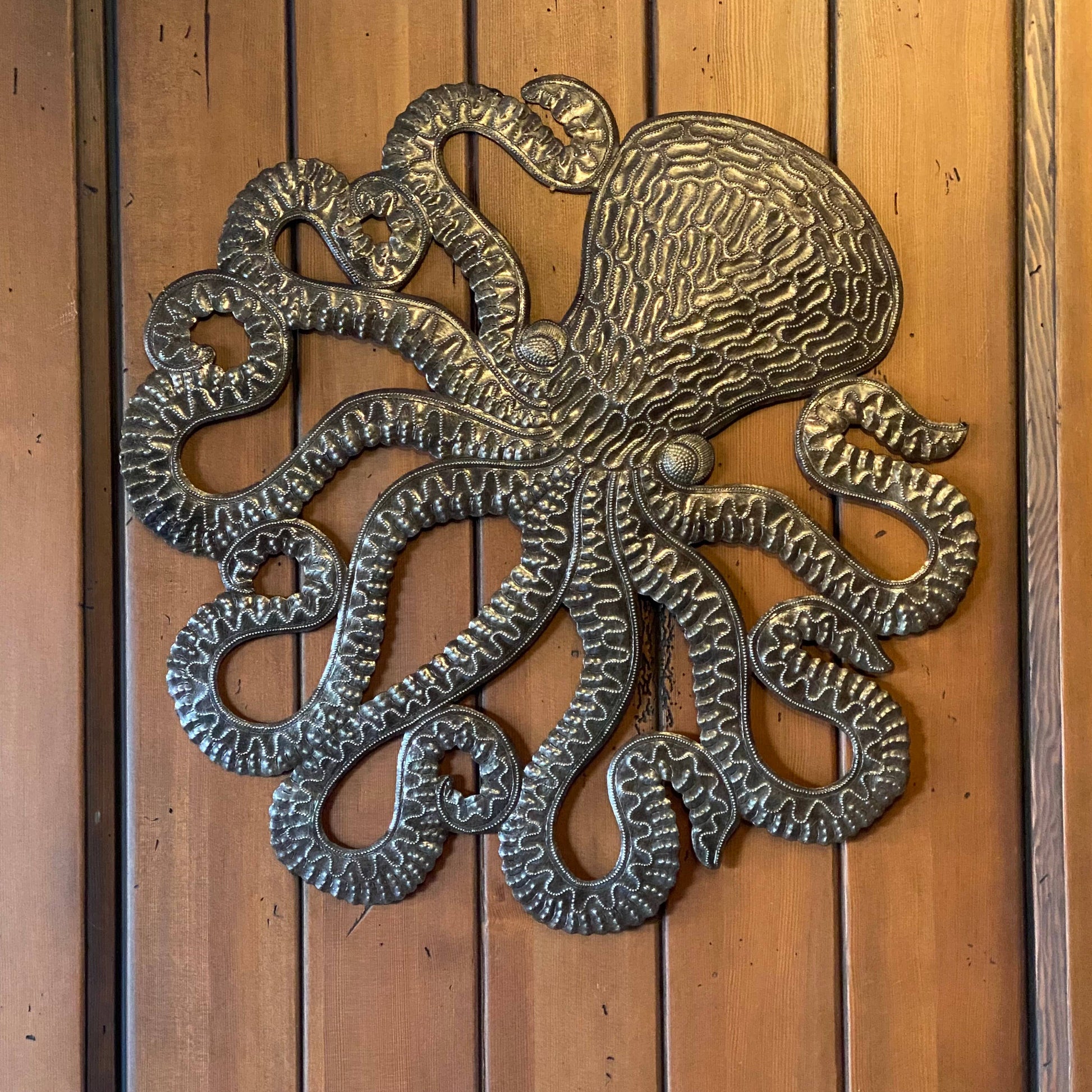 Upcycled Drum Octopus Sea Wall Hanging Art, Nautical Theme