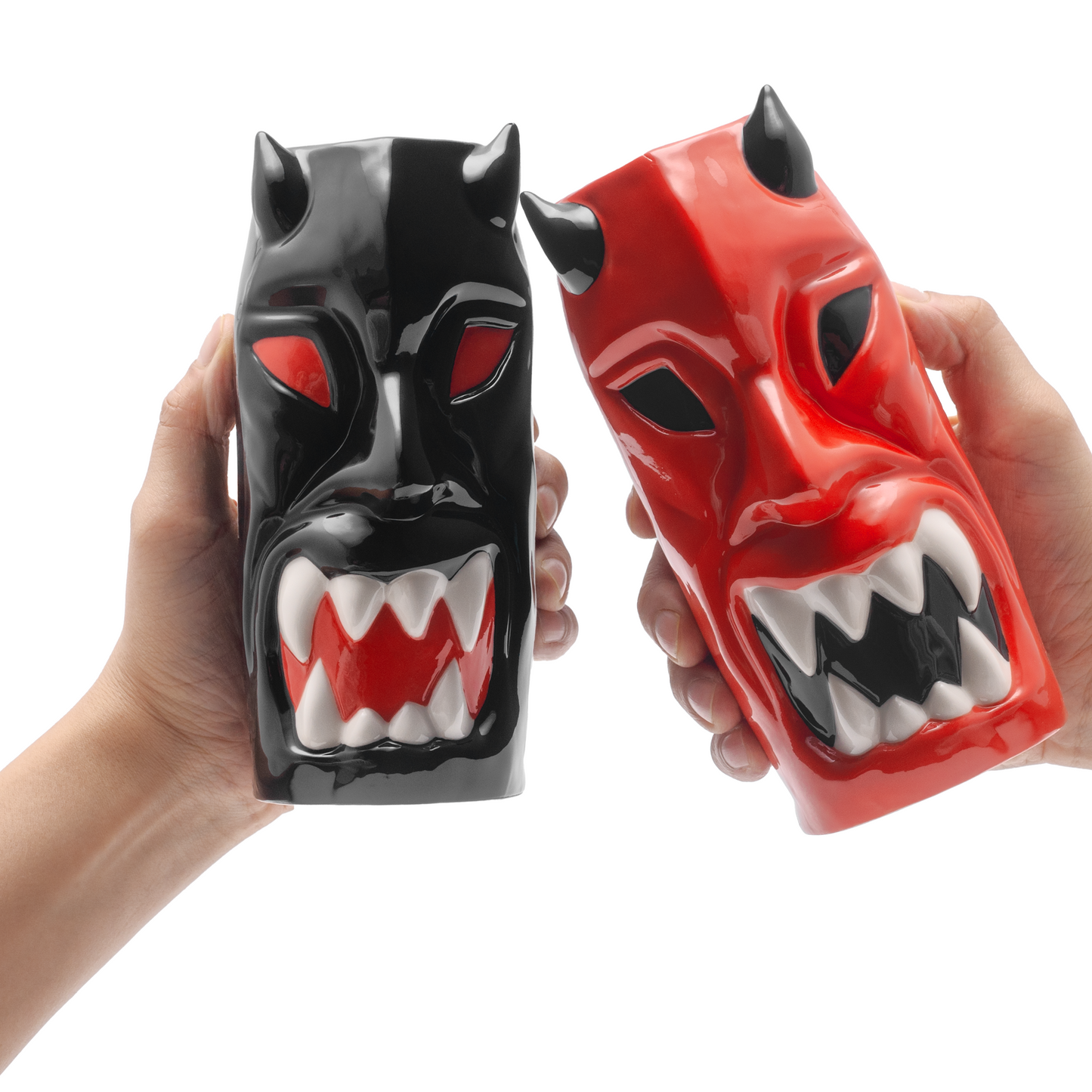 Ceramic Horned Hawaiian Tiki Mugs