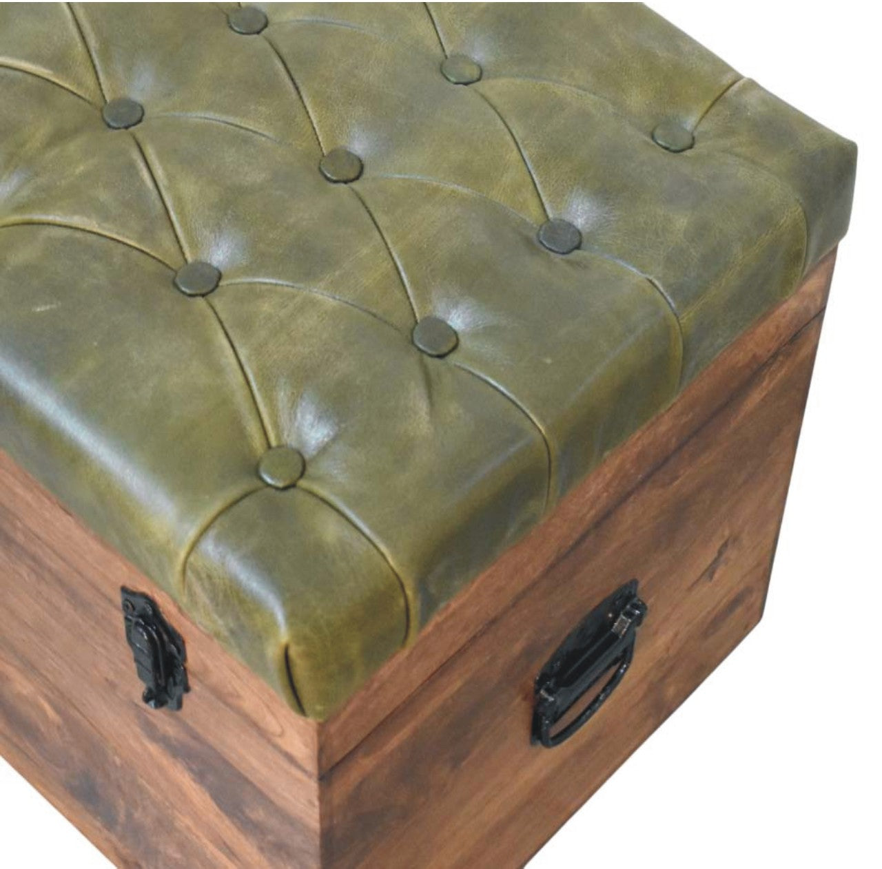 Solid Wood Roasted Almond Storage Trunk Bench