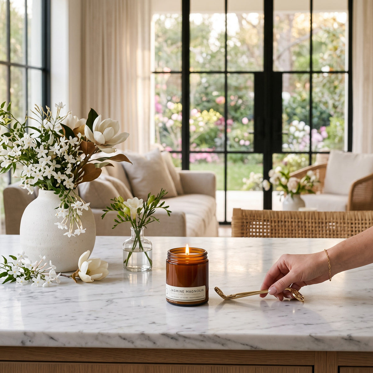 Jasmine Magnolia Soy Blend Candle — Gardenia, Ylang Ylang & Musk