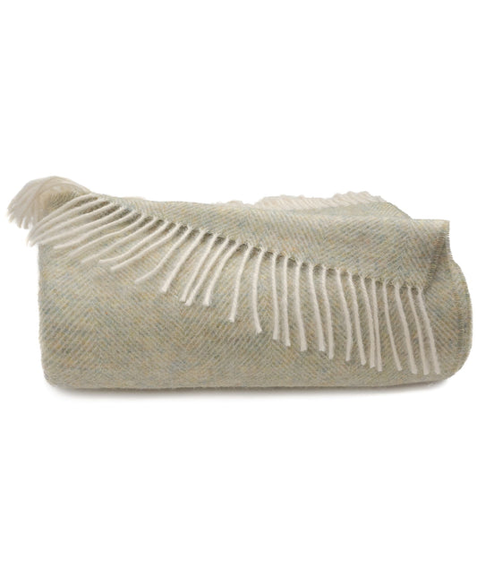 Southampton Home Shetland Lambswool Herringbone Throw – Meadow