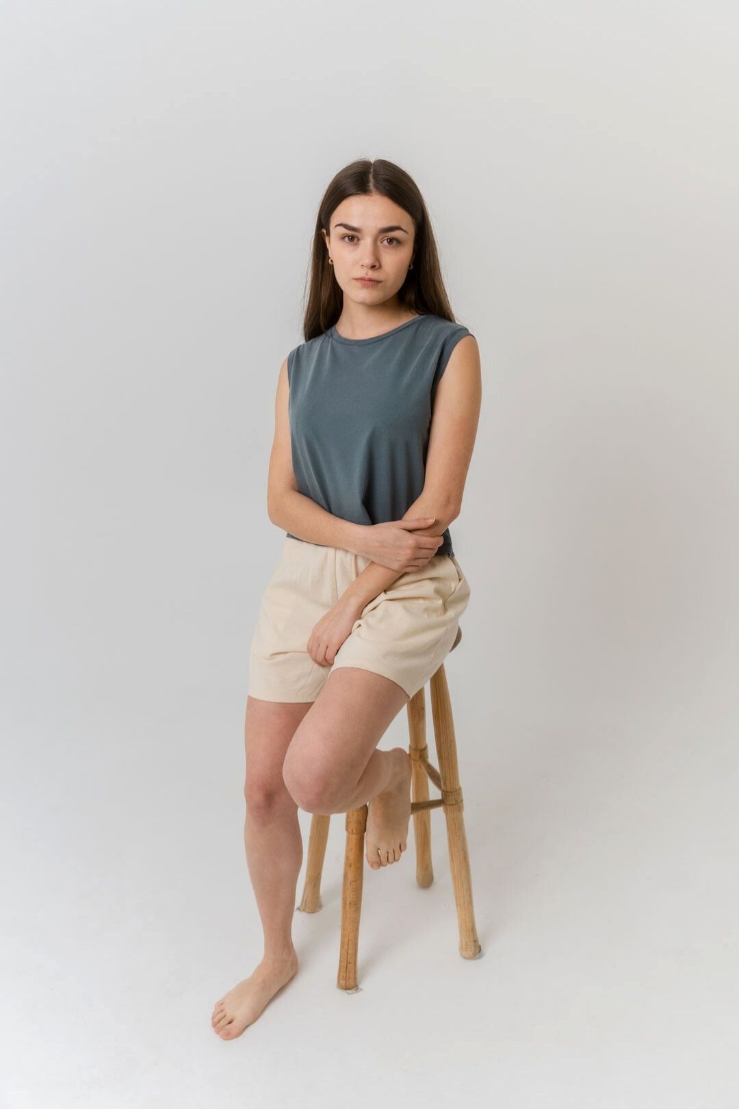 Camiseta crop sin mangas - Azul Antiguo