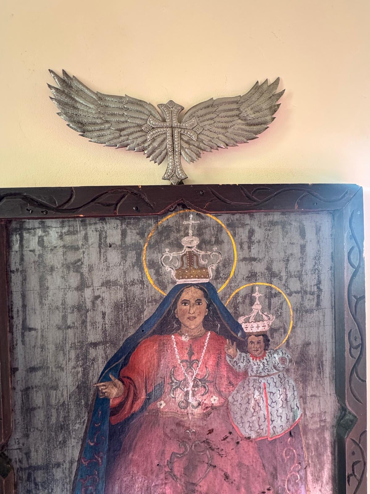 Haitian Metal Art Cross with Wings Brutus Wiseton Steel 5" X 10"