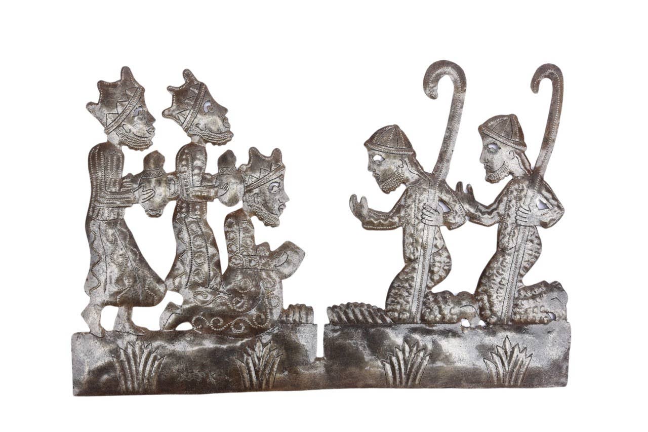Haitian Metal 2-Panel Nativity Handmade Dimensional