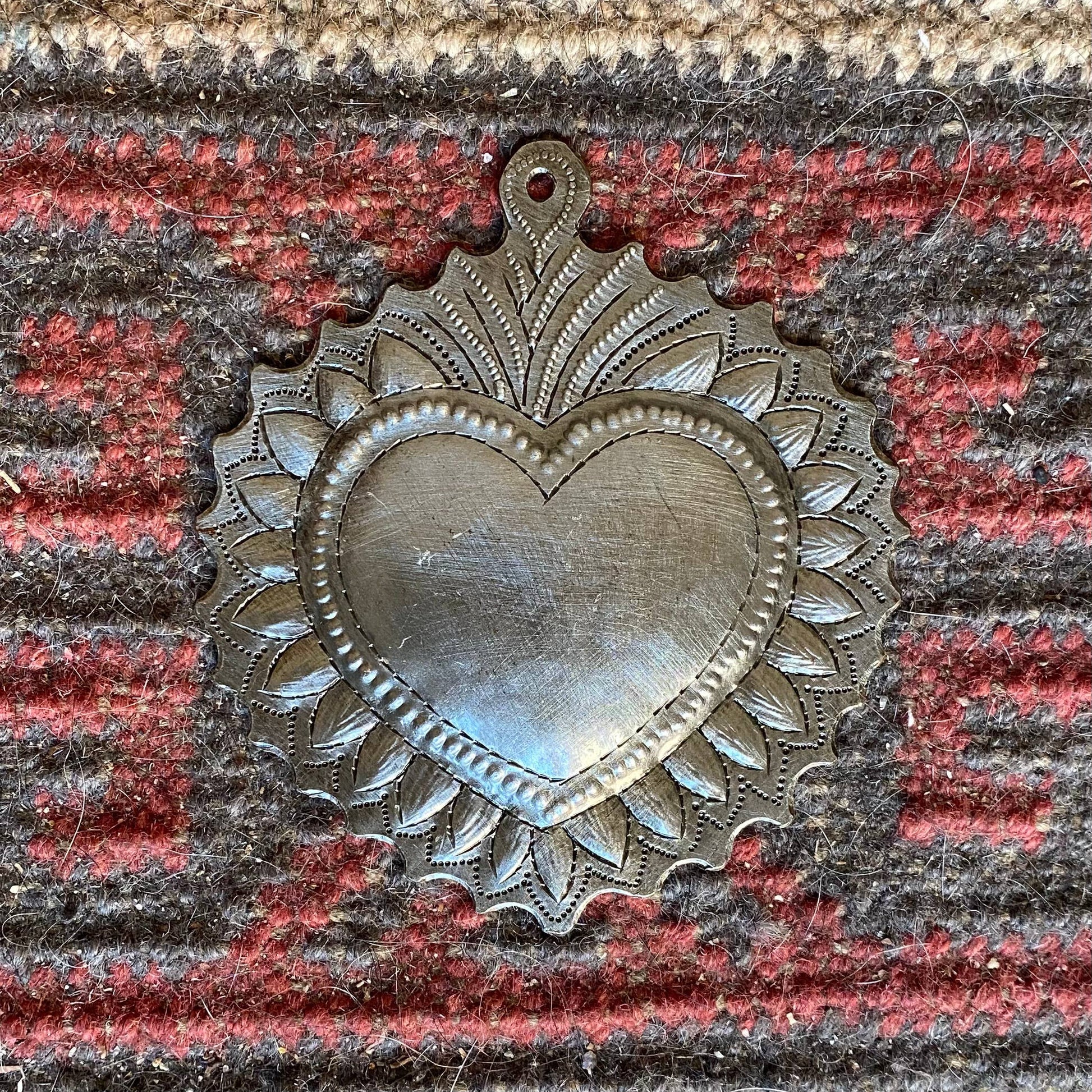 Sacred Heart, Wall Decor,Handmade Metal Haiti 4.25" x 4.5"