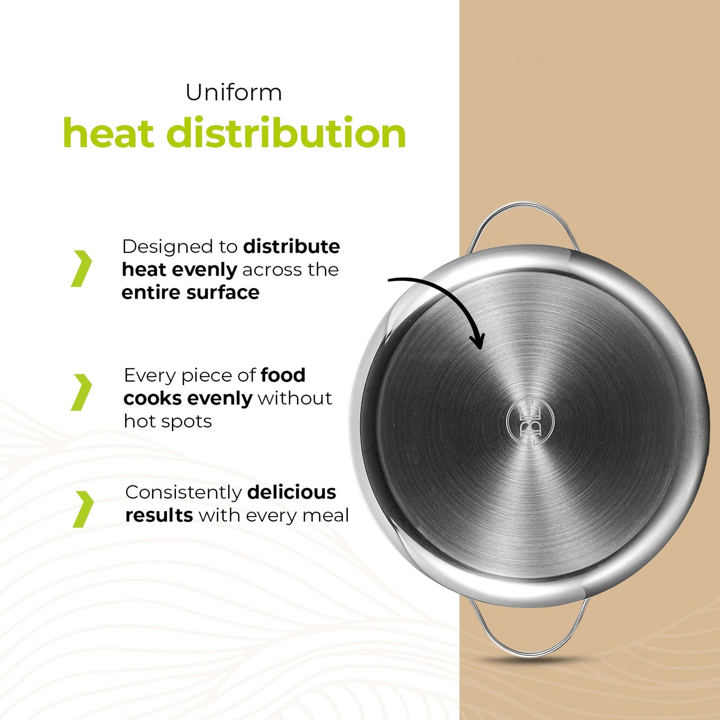 BE | LIVING - Essential Series - 8 qt / 26 cm Stock Pot with lid - Triply Stainless Steel
