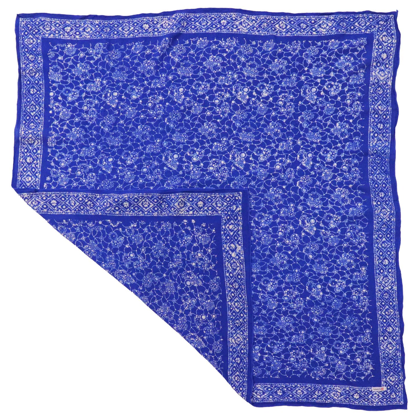 Large 39" Hand Dyed Batik Bandana, 100% Soft Cotton, Boulder, Blue