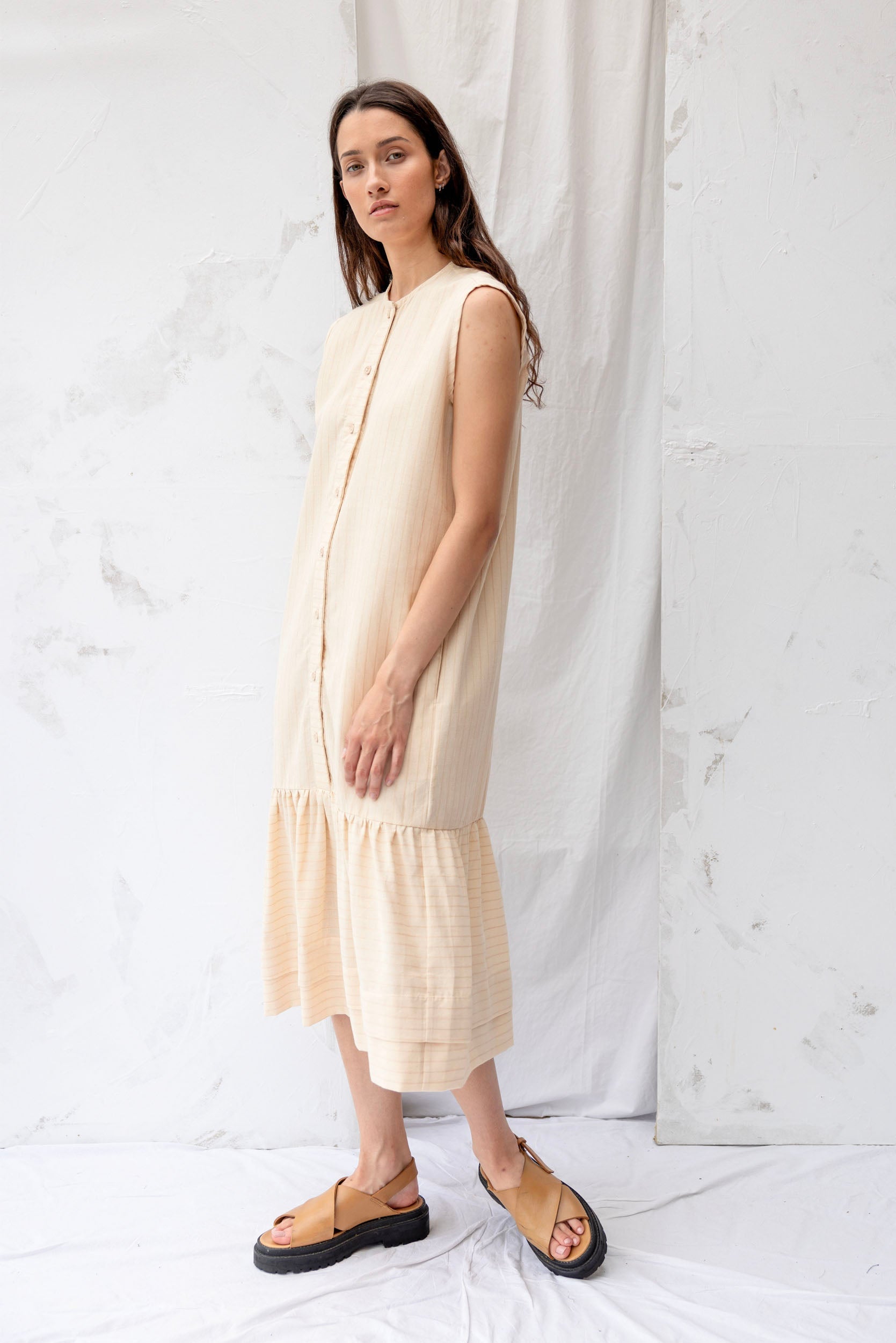 Cilou Dress | Natural Stripe - ReCreate Clothing