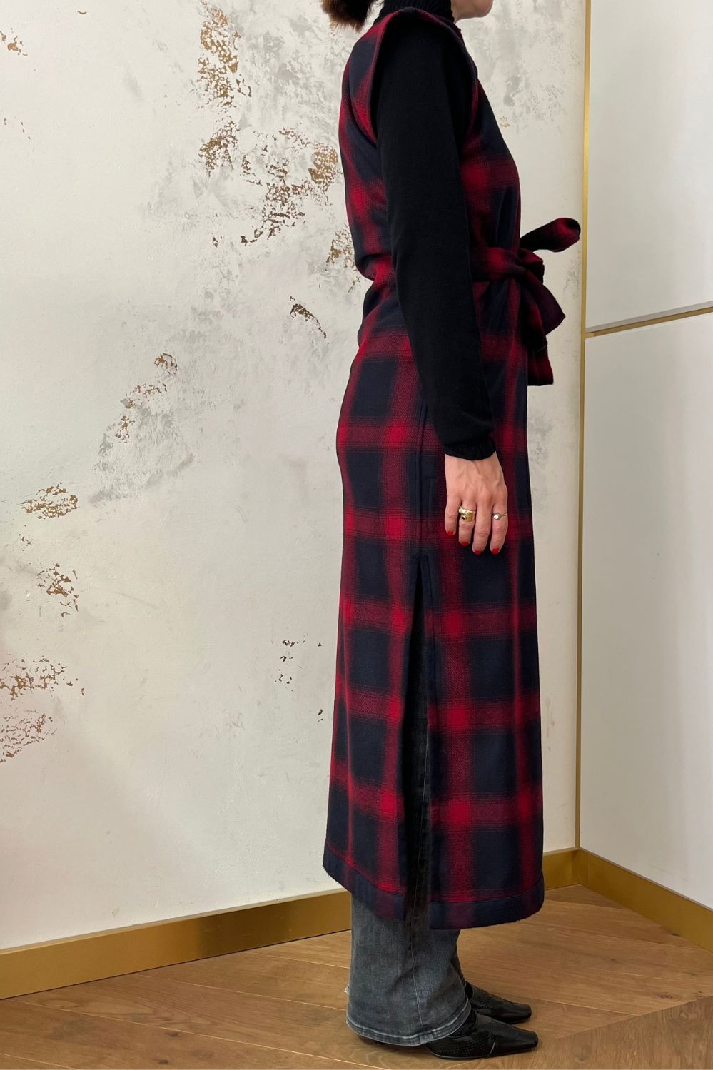 Long recycled wool vest