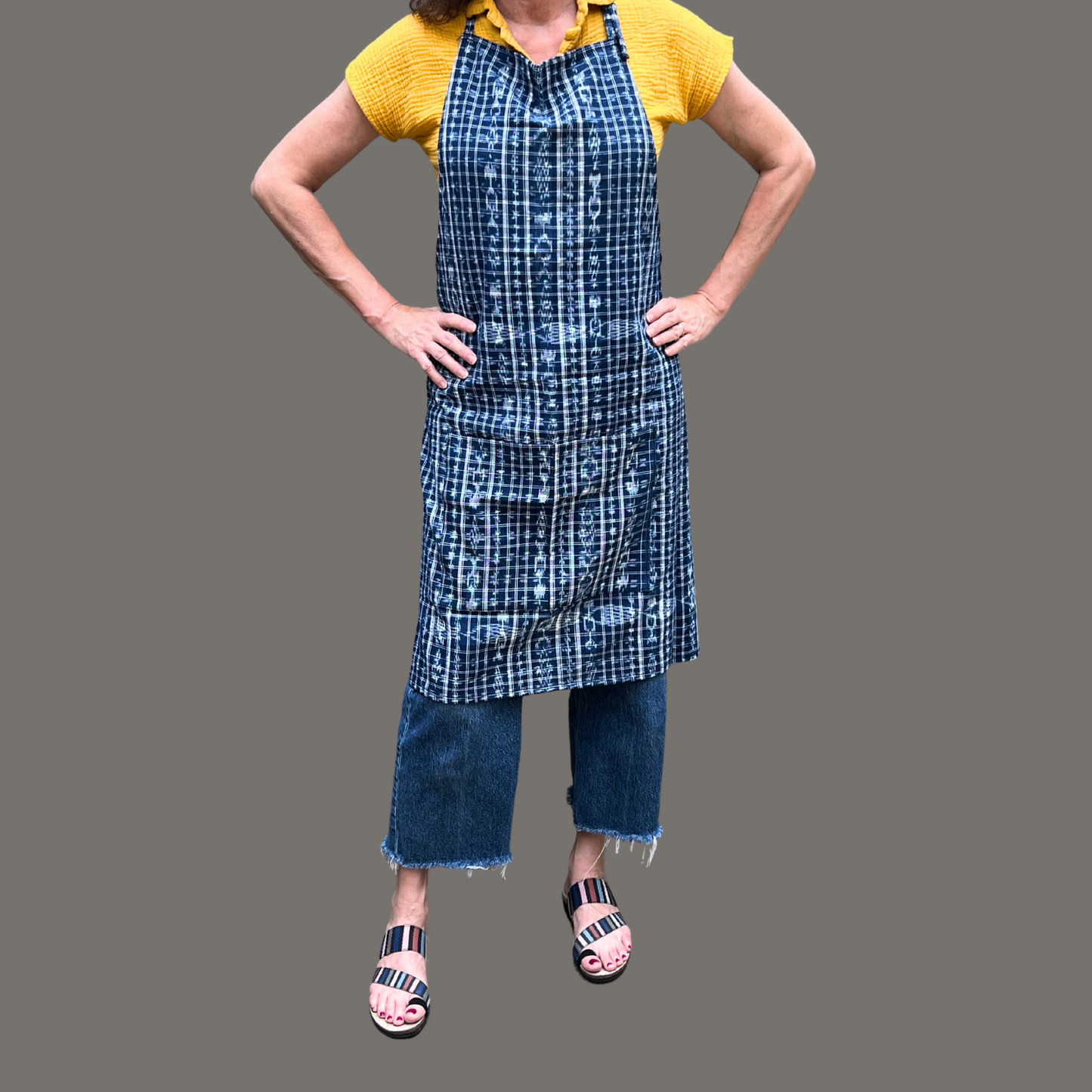 Handcrafted Cotton Apron – Made from Vintage Mayan Textiles (Adult Size)