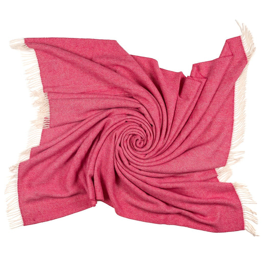 Southampton Home Merino Wool Herringbone Throw - Pink