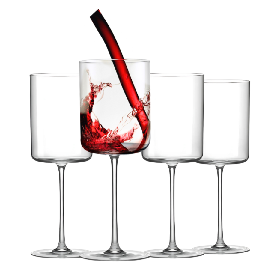 Elegant Crystal Straight Edge Design Wine Glasses