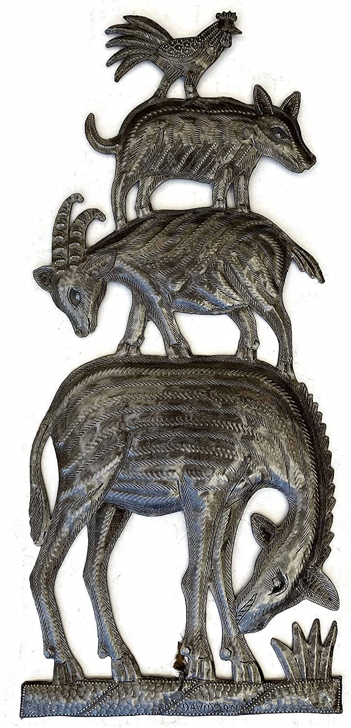 7" x 16.5" Haitian Bremen Animals Fair Trade, Recycled Metal