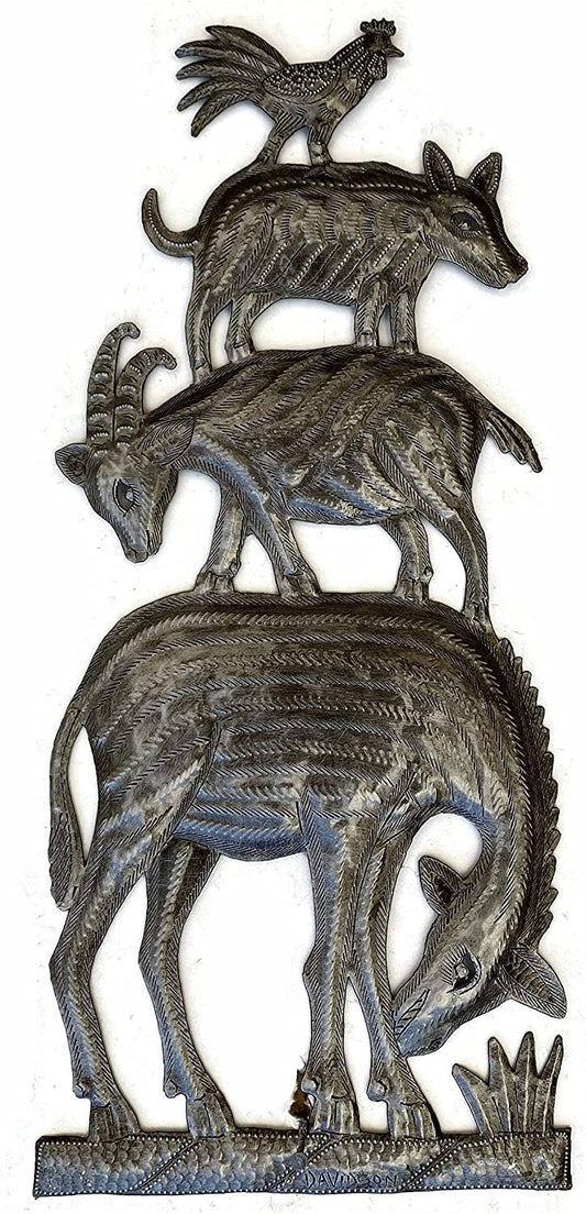 7" x 16.5" Haitian Bremen Animals Fair Trade, Recycled Metal