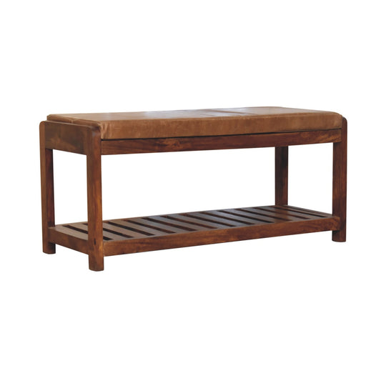Solid Wood Buffalo Slatted Hallway Bench