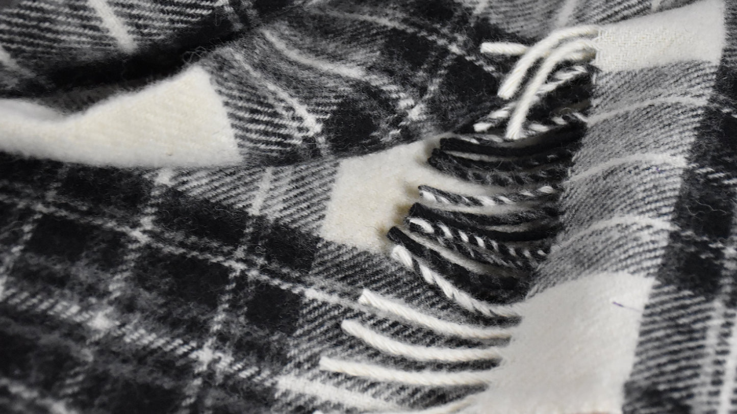Highland Tweeds Pure New Wool Fluffy Throw - Grey Dress Stewart