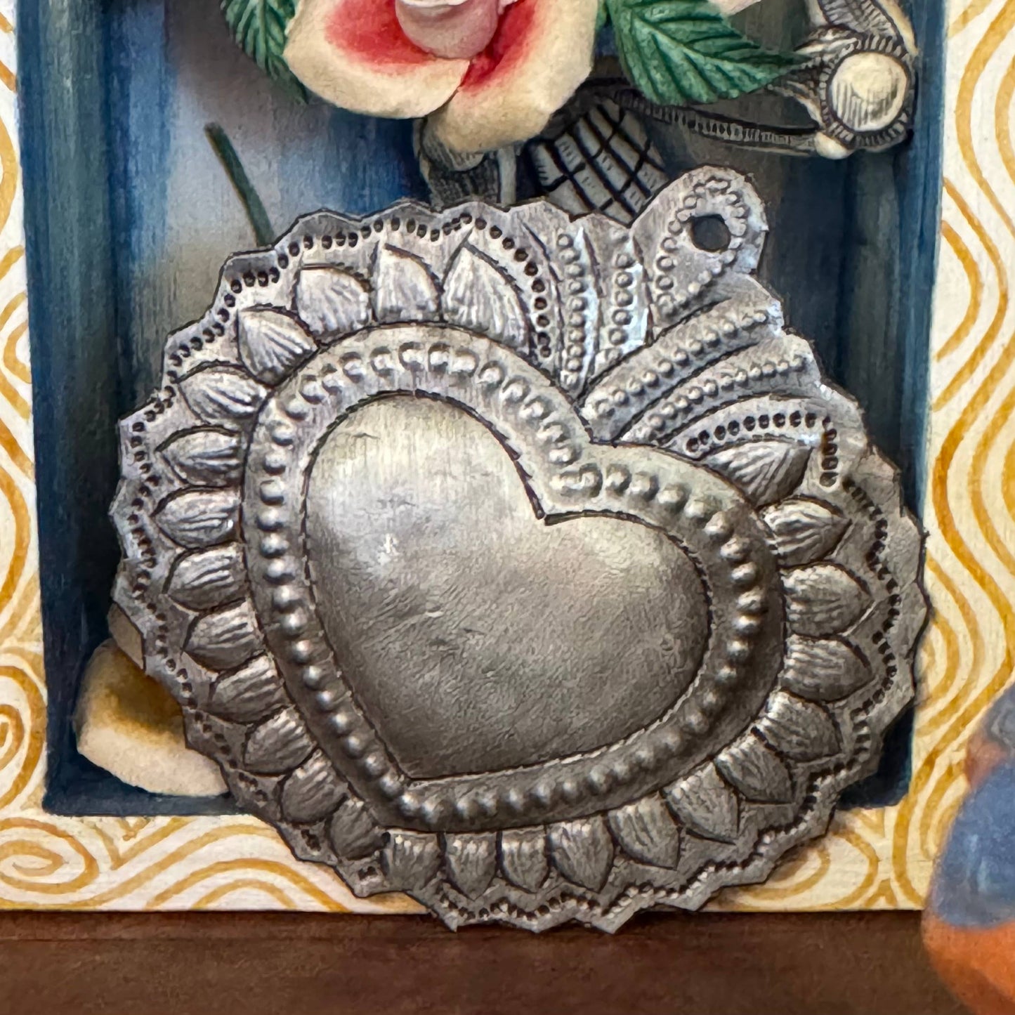 Sacred Heart, Wall Decor,Handmade Metal Haiti 3.5"x3.5"