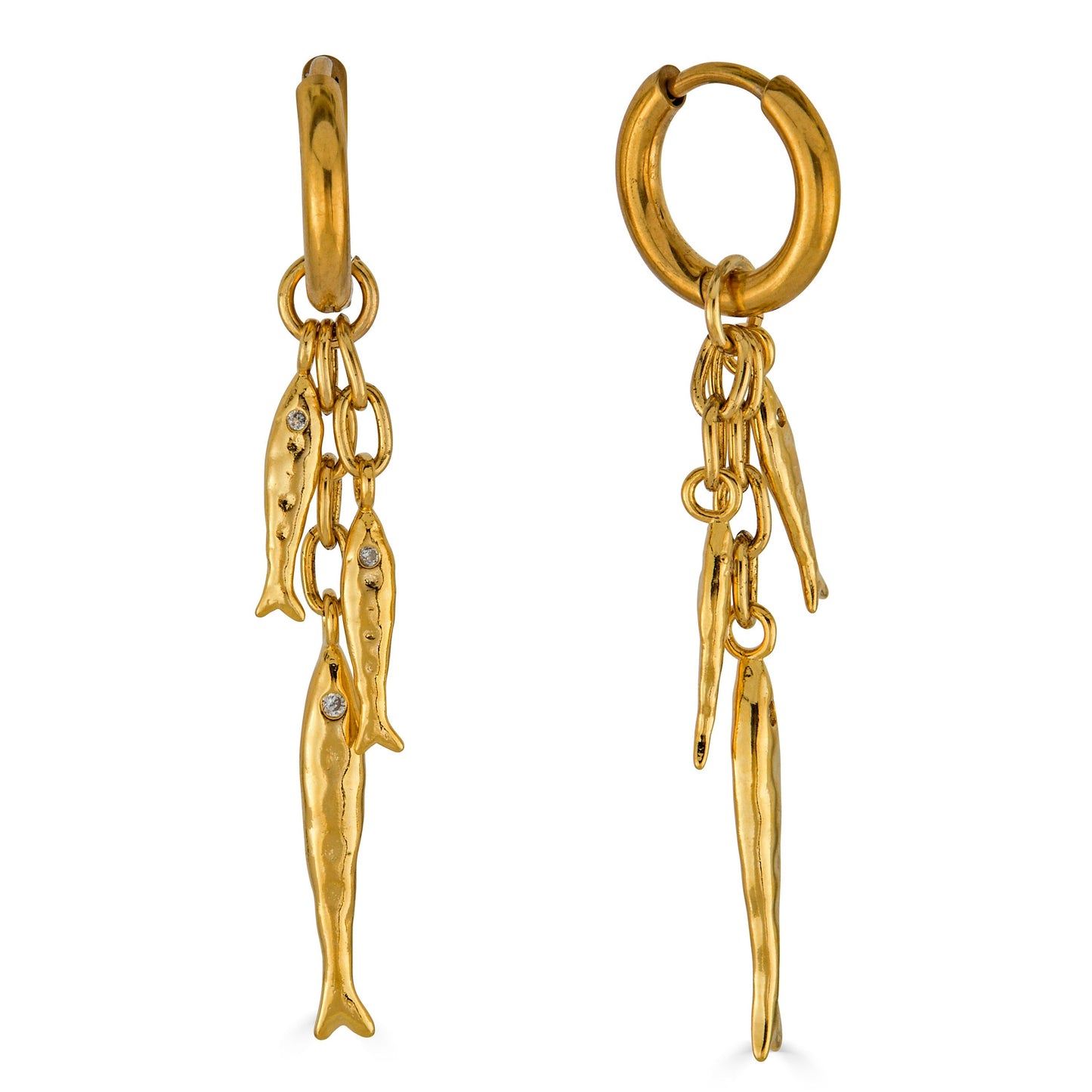 Fish Charm Huggie Earrings
